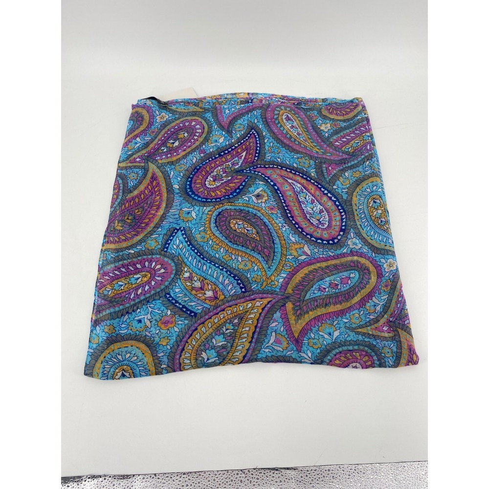 Charlie Paige Paisley Foulard Scarf Women Blue Pink Yellow Lightweight 71x40 New